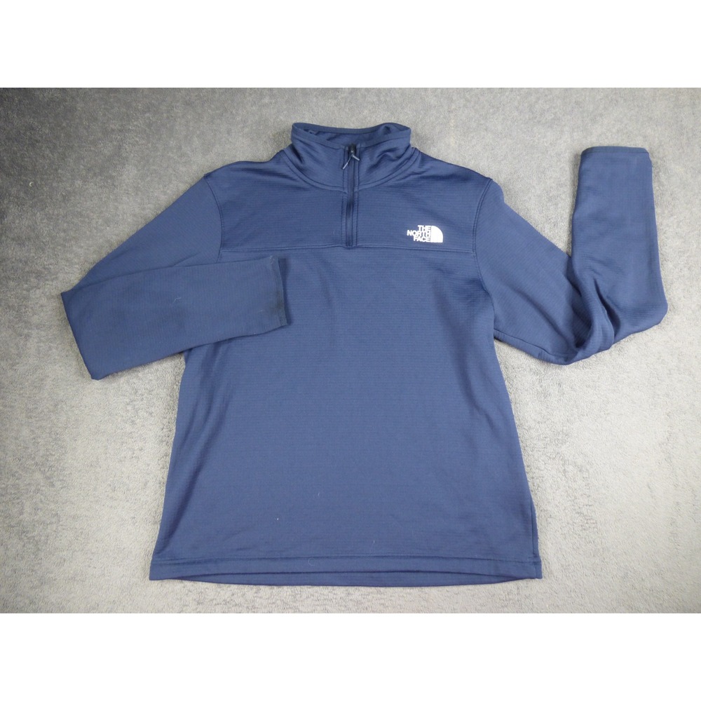 The North Face Mens Navy Blue Quarter Zip Grid Fleece Pullover Sweater Size M
